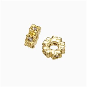 Copper Heishi Beads Pave Zirconia Gold Plated, approx 6mm [FD21213]