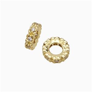 Copper Heishi Beads Pave Zirconia Gold Plated, approx 8mm [FD21215]