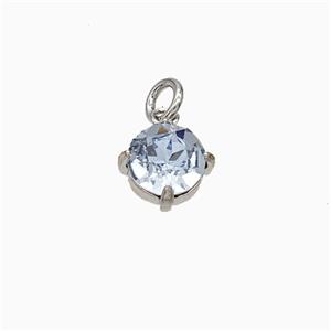 Copper Pendant Pave Crystal Glass Platinum Plated, approx 6mm [FD21220]