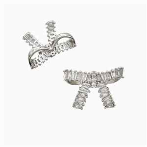 Copper Awareness Ribbons Pendant Pave Zirconia 2loops Platinum Plated, approx 13-18mm [FD21243]