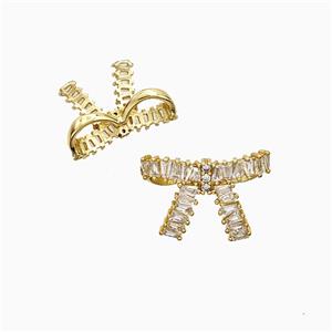 Copper Awareness Ribbons Pendant Pave Zirconia 2loops Gold Plated, approx 13-18mm [FD21244]