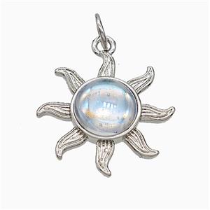 Copper Sun Pendant Pave Acrylic Platinum Plated, approx 18mm [FD21246]