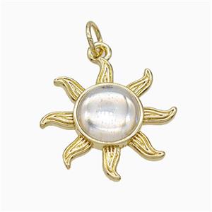 Copper Sun Pendant Pave Acrylic Gold Plated, approx 18mm [FD21247]