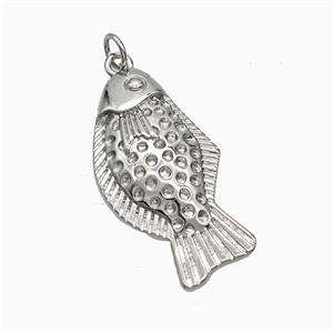 Copper Fish Pendant Hammered Platinum Plated, approx 16-30mm [FD21250]