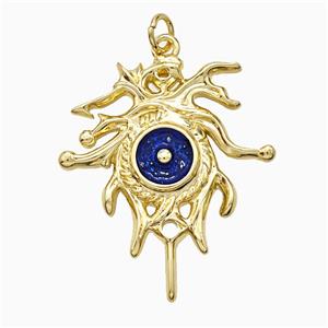 Copper Sun Pendant Blue Painted Gold Plated, approx 26-30mm [FD21285]