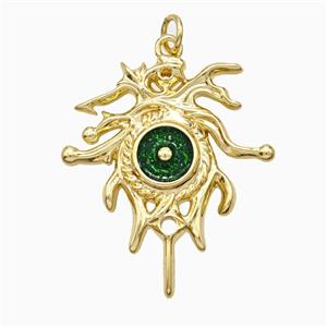 Copper Sun Pendant Green Painted Gold Plated, approx 26-30mm [FD21286]