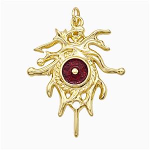 Copper Sun Pendant DeepRed Painted Gold Plated, approx 26-30mm [FD21287]