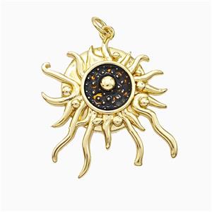 Copper Sun Pendant Painted Gold Plated, approx 24-26mm [FD21289]