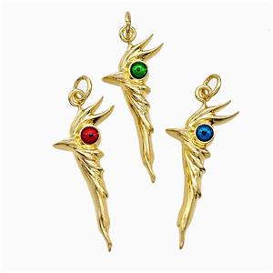 Walking Stick Charms Copper Pendant Painted Evil Eye Gold Plated Mixed, approx 13-28mm [FD21294]