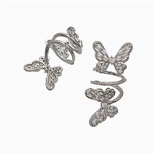 Copper Butterfly Pendant Pave Zirconia Platinum Plated, approx 9-12mm, 8mm hole [FD21296]