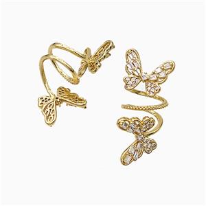 Copper Butterfly Pendant Pave Zirconia Gold Plated, approx 9-12mm, 8mm hole [FD21297]