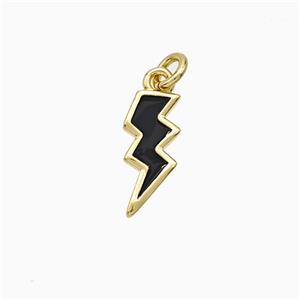 Copper Lightning Pendant Black Enamel Gold Plated, approx 5-12mm [FD21303]