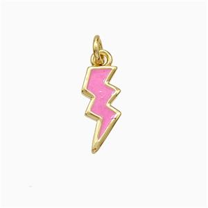 Copper Lightning Pendant Pink Enamel Gold Plated, approx 5-12mm [FD21304]
