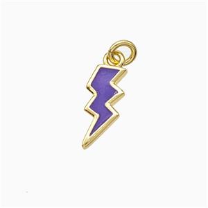 Copper Lightning Pendant Puprle Enamel Gold Plated, approx 5-12mm [FD21305]