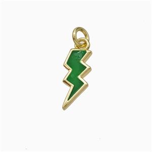 Copper Lightning Pendant Green Enamel Gold Plated, approx 5-12mm [FD21306]
