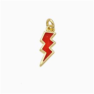 Copper Lightning Pendant Red Enamel Gold Plated, approx 5-12mm [FD21307]