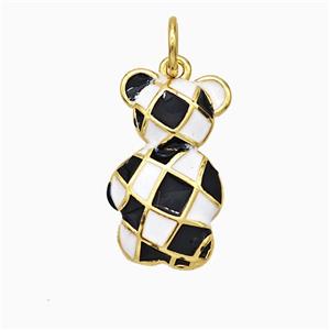 Copper Panda Charms Pendant White Black Enamel Gold Plated, approx 9-16mm [FD21315]