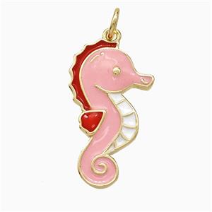 Copper Seahorse Pendant Multicolor Enamel Gold Plated, approx 13-22mm [FD21324]