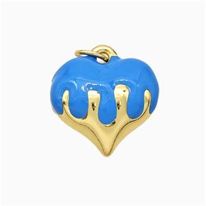 Copper Heart Pendant Blue Enamel Gold Plated, approx 15mm [FD21331]
