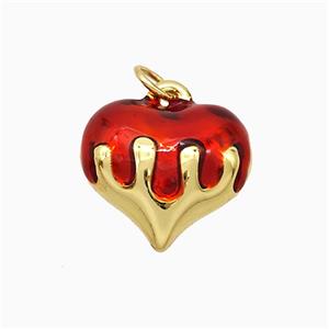 Copper Heart Pendant Red Enamel Gold Plated, approx 15mm [FD21332]