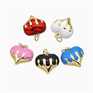 Copper Heart Pendant Enamel Gold Plated Mixed, approx 15mm [FD21333]