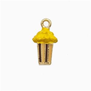 Popcorn Charms Copper Pendant Yellow Enamel Gold Plated, approx 8-12mm [FD21347]