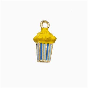 Popcorn Charms Copper Pendant Yellow Enamel Gold Plated, approx 8-12mm [FD21348]