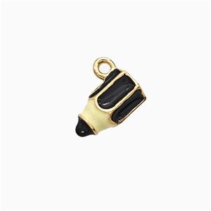 Pencil Charms Copper Pendant Black Enamel Gold Plated, approx 6-11mm [FD21349]