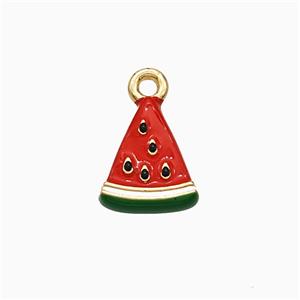 Watermelon Charms Copper Pendant Red Green Enamel Gold Plated, approx 10-12mm [FD21353]