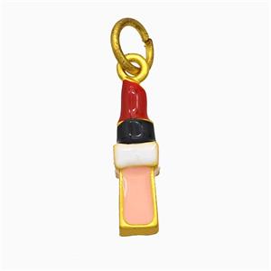Lipstick Charms Copper Pendant Multicolor Enamel Gold Plated, approx 5-18mm [FD21358]