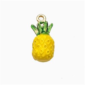 Copper Pineapple Pendant Yellow Enamel Gold Plated, approx 8-15mm [FD21359]