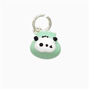 Copper Animal Pendant Green Enamel Platinum Plated, approx 10-11mm [FD21360]