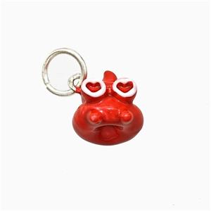 Copper Animal Pendant Red Enamel Platinum Plated, approx 10-11mm [FD21361]