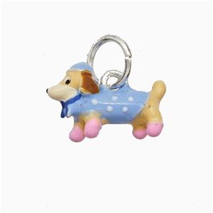 Copper Dog Pendant Multicolor Enamel Platinum Plated, approx 10-16mm [FD21362]