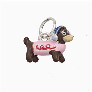 Copper Dog Pendant Multicolor Enamel Platinum Plated, approx 10-16mm [FD21363]