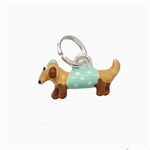 Copper Dog Pendant Multicolor Enamel Platinum Plated, approx 8-16mm [FD21364]