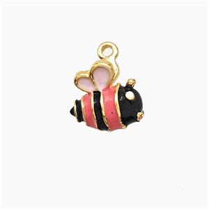 Copper Honeybee Pendant Multicolor Enamel Gold Plated, approx 11mm [FD21366]