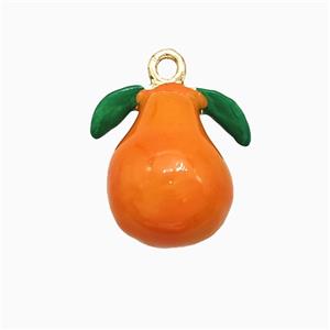 Pomelo Charms Copper Pendant Orange Enamel Gold Plated, approx 11-15mm [FD21369]