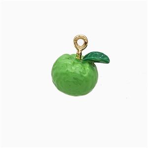 Copper Lemon Pendant Green Enamel Gold Plated, approx 11mm [FD21371]