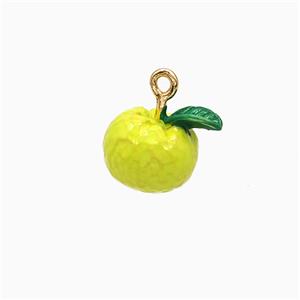 Copper Lemon Pendant Olive Enamel Gold Plated, approx 11mm [FD21372]