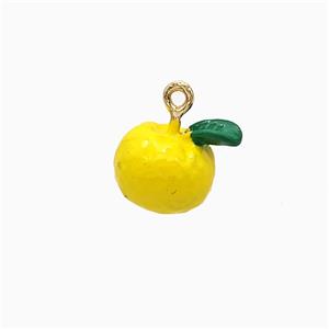 Copper Lemon Pendant Yellow Enamel Gold Plated, approx 11mm [FD21373]