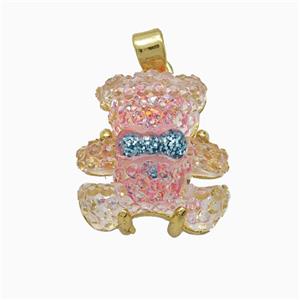 Acrylic Bear Pendant Copper Gold Plated, approx 15mm [FD21387]