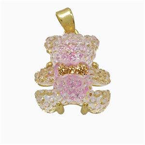 Acrylic Bear Pendant Copper Gold Plated, approx 15mm [FD21388]