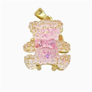 Acrylic Bear Pendant Copper Gold Plated, approx 15mm [FD21390]