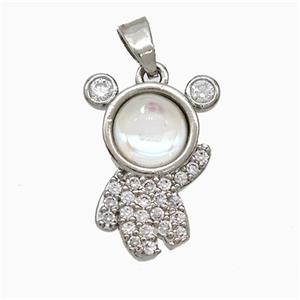 Copper Astronaut Pendant Pave Zirconia Resin Platinum Plated, approx 12-17mm [FD21394]