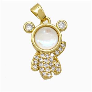 Copper Astronaut Pendant Pave Zirconia Resin Gold Plated, approx 12-17mm [FD21395]