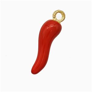 Copper Chili Pendant Red Enamel Gold Plated, approx 3-16mm [FD21399]