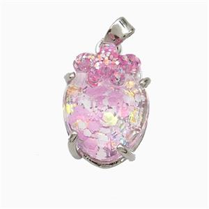 Acrylic Oval Pendant With Starfish Copper Platinum Plated, approx 12-16mm [FD21404]