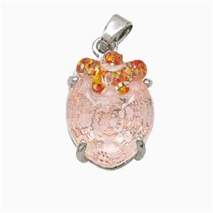 Acrylic Oval Pendant With Starfish Copper Platinum Plated, approx 12-16mm [FD21405]