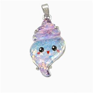 Conch Shell Charms Acrylic Pendant Copper Platinum Plated, approx 14-24mm [FD21413]